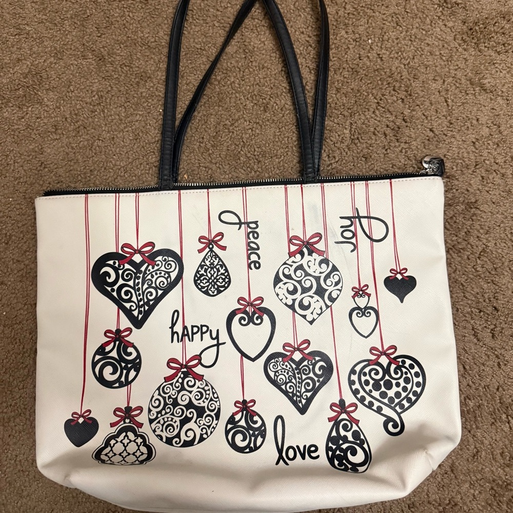 Brighton Holiday tote bag..White and Red Striped Zipper Pouch - Picture 3 of 6